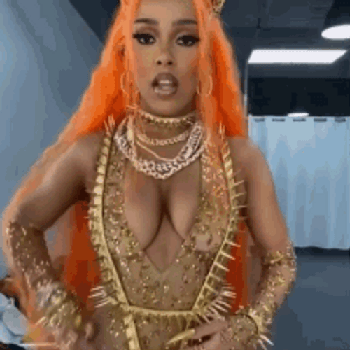 Hot Doja Cat Sparkling Gold Outfit GIF