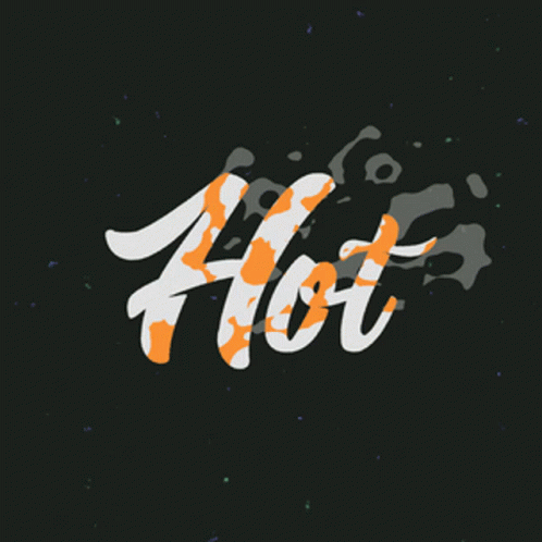 Hot in Orange and White on Black Background