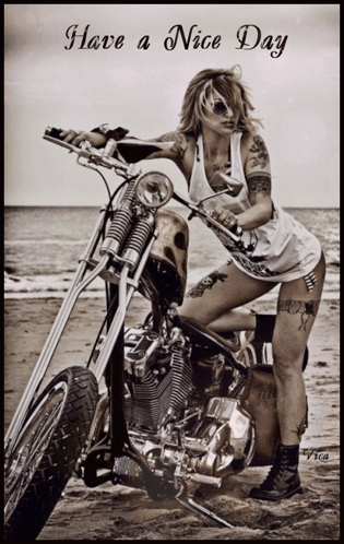 Hot Lady On Harley Davidson Happy Birthday GIF
