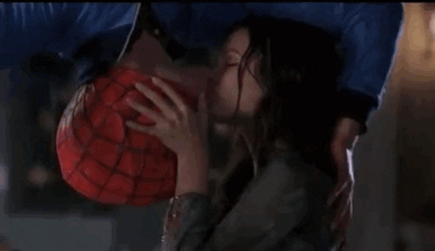 Hot Love Spiderman Kiss GIF 