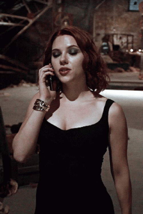 Hot Natasha Romanoff Talking On Phone GIF