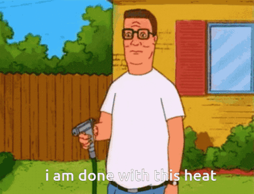 Hot Outside Hank Hill Shooting Self With Waterhose GIF