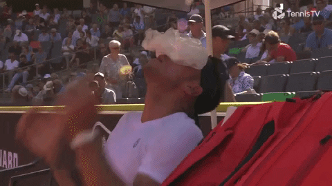 Hot Outside Ice Pack On Face Tennis Player GIF