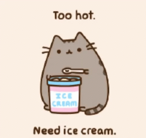 Hot Outside Pusheen Cat Needs Ice Cream GIF