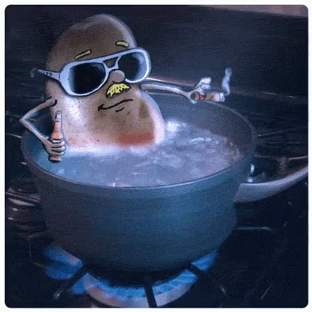 Hot Potato Relaxing In Boiling Water GIF