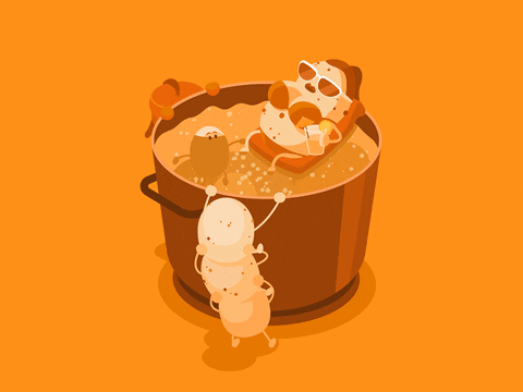 Hot Potato Taking Bath In Boiling Water GIF
