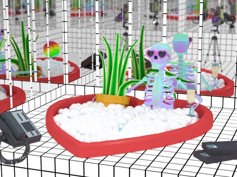 Hot Tub Skeleton And Plant GIF