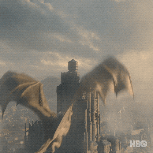 Hotd Dragon Flying Over Buildings GIF