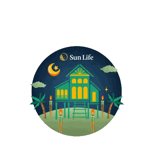 House and Palm Trees Sun Logo