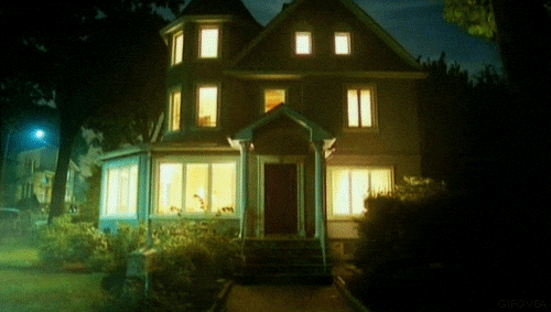 House Exploding Light At Night GIF