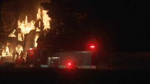 House Exploding On A Big Fire Tonight GIF