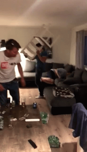 House Party Drunk Throwing Chair GIF