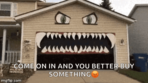 House With Shark Mouth Garage Door