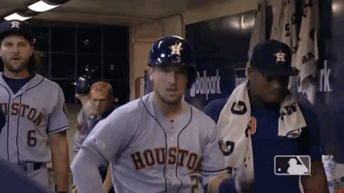 Houston Astros Baseball Players in Locker Room