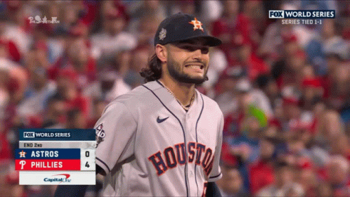 Houston Astros Player Looks at Scoreboard