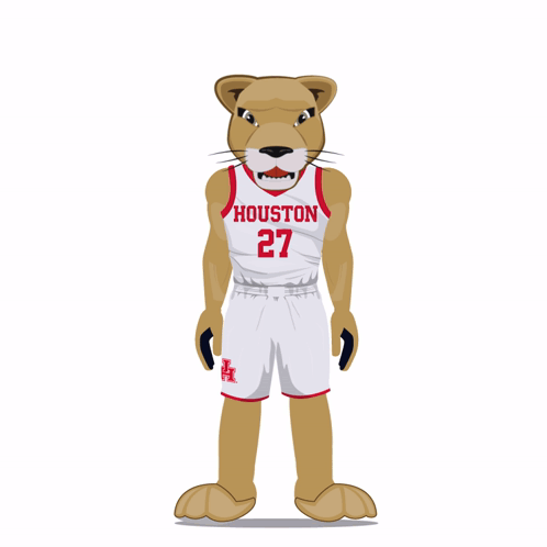 Houston Basketball Mascot in White Jersey and Shorts