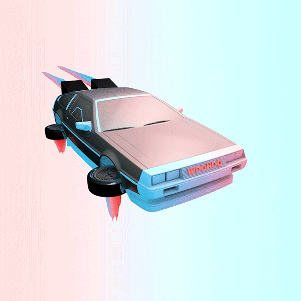Hovering Delorean With Rocket Nozzles GIF