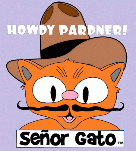 Señor Gato Moustache Howdy Partner GIF