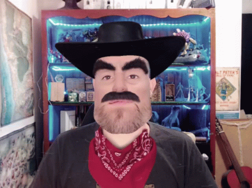 Cowboy With Moustache Waving Howdy GIF