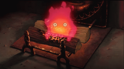 Howl's Moving Castle Calcifer Resting On Fire GIF