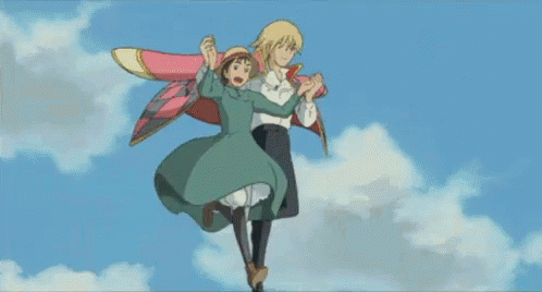 Howl's Moving Castle Howl And Sophie Walking On Air GIF