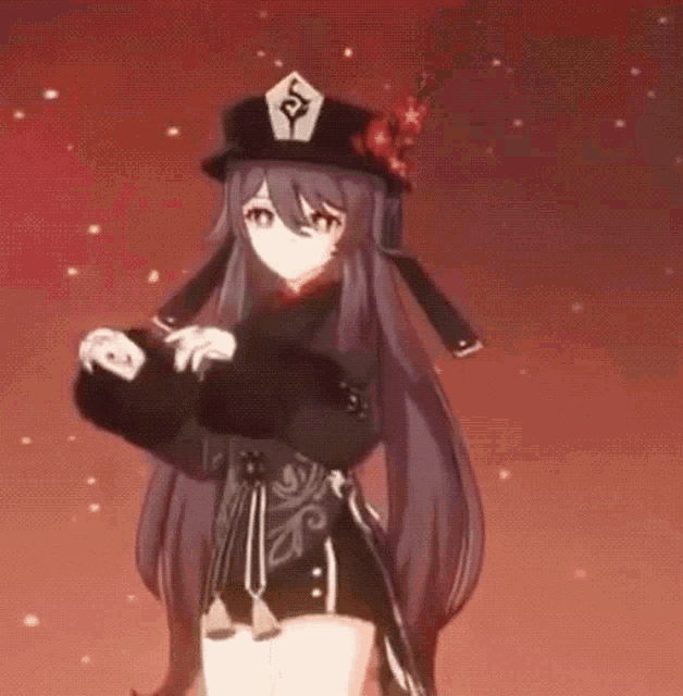Hu Tao Genshin Impact Cat Dance GIF