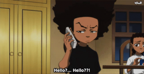 Huey Freeman Calling Someone GIF