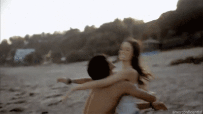Hug Kissing Beach Couple GIF