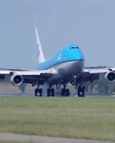 Huge Blue Airplane Landed GIF