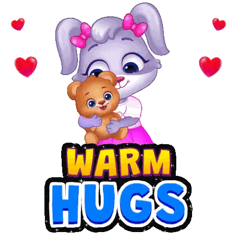 Hugging Bunny and Teddy with Warm Hugs