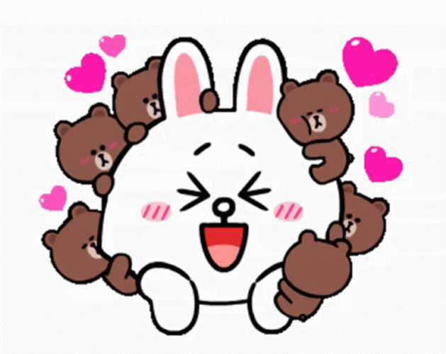Hugging Cony And Brown GIF