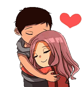 Hugging Couple with Heart Behind