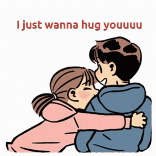 Hugging Cute Cartoon Couple GIF 
