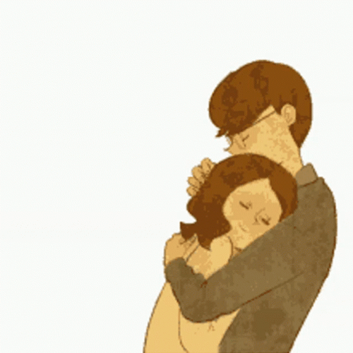 Hugging Cute Couple Animation GIF 