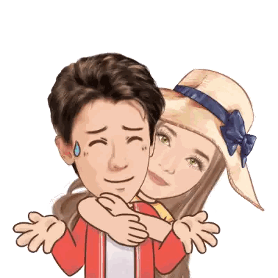 Hugging Man and Woman with Hat