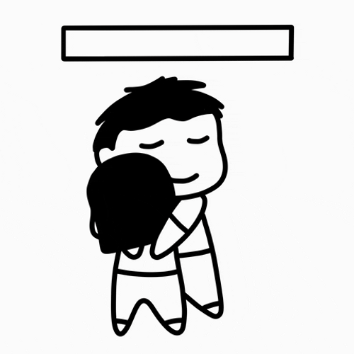cartoon couple hugging