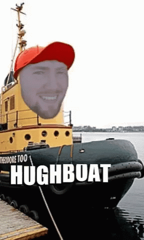 Hughboat With Man's Head On Side GIF