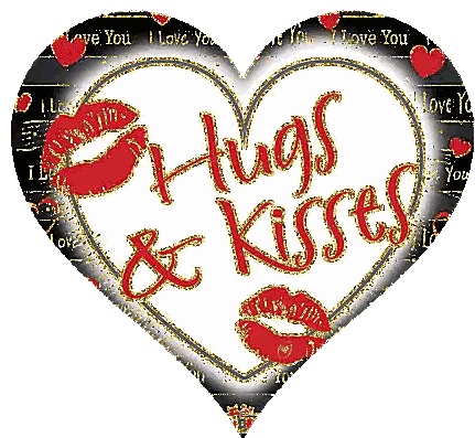 Hugs and Kisses Heart with Red Lips