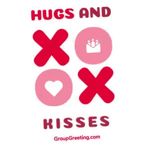 Hugs and Kisses Sticker with Heart