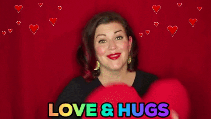 Hugs Love Christine Gritmon Flying Hearts GIF