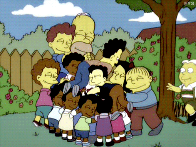 Hugs Teamwork Support Pile On The Simpsons GIF