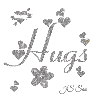 Hugs Word Surrounded by Hearts and Flowers
