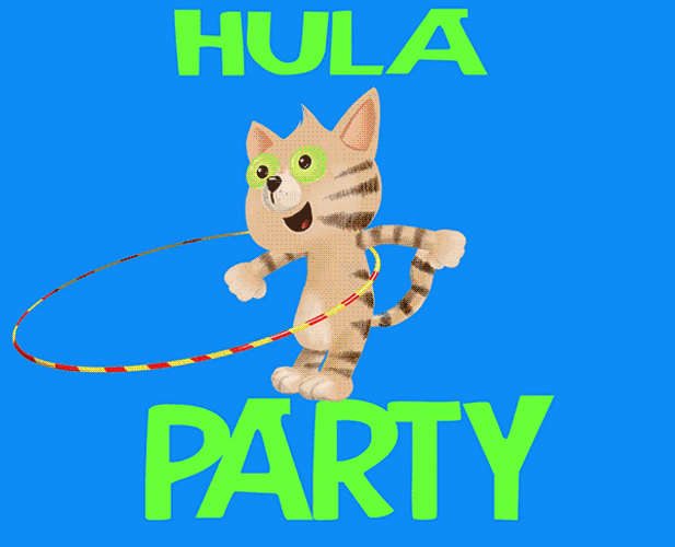 Hula Party Cartoon Cat GIF