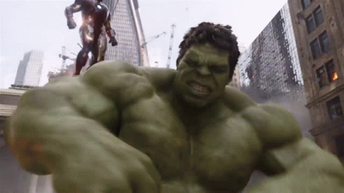 Hulk and Iron Man Fighting in City