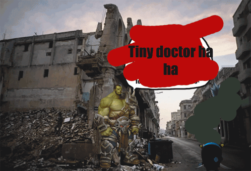 Hulk Destroyed Building Tiny Doctor Ha Ha Bubble GIF