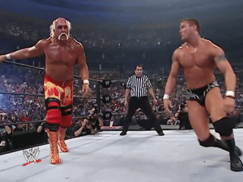 Hulk Hogan And Randy Orton In A Wrestling Match GIF