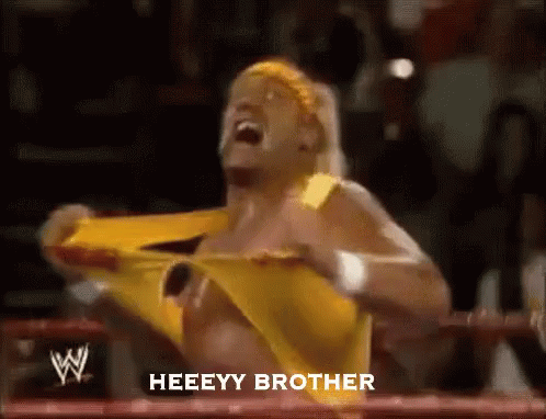 Hulk Hogan Hey Brother Ripping Shirt GIF
