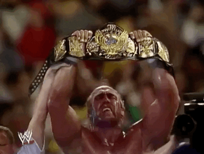 Hulk Hogan Raising His Belt GIF