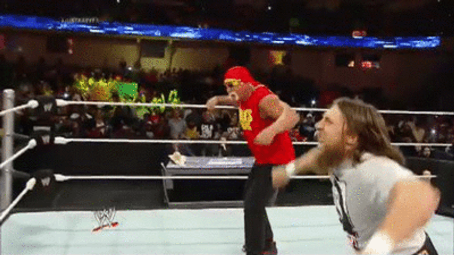 Hulk Hogan Screaming With Opponent GIF