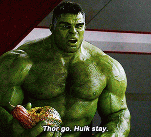Hulk Holding Donut Saying Thor Stay